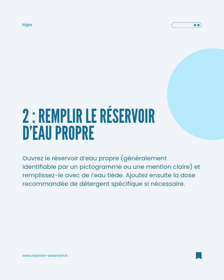 Remplir le réservoir d’eau propre avant utilisation