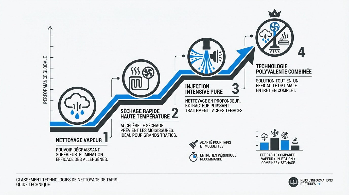 Comparatif des différentes technologies de nettoyage pour moquettes et tapis