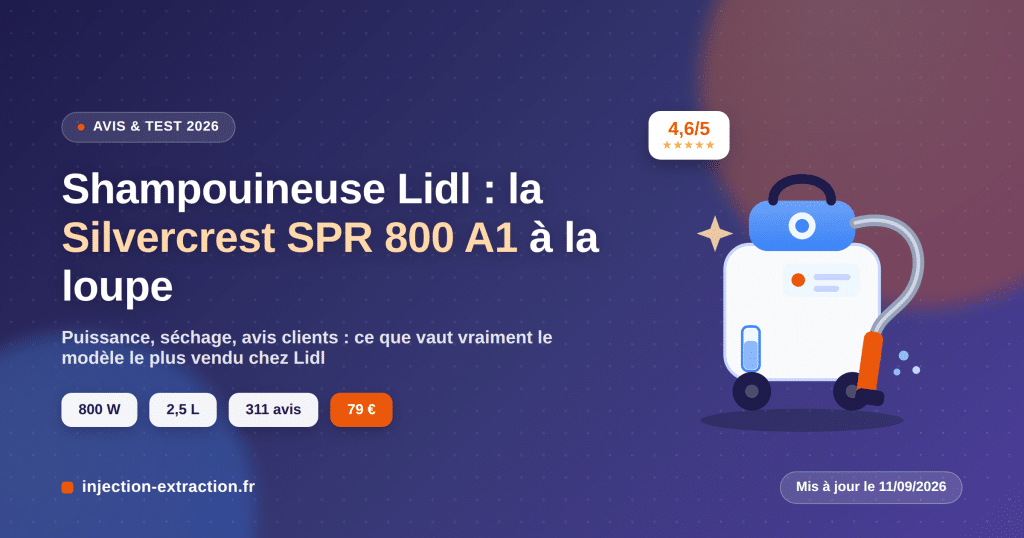Shampouineuse Lidl avis : ce que vaut vraiment la Silvercrest SPR 800 A1 4 Shampouineuse Lidl Silvercrest SPR 800 A1 : avis et test 2026, 800 W, 2,5 L, note 4,6/5